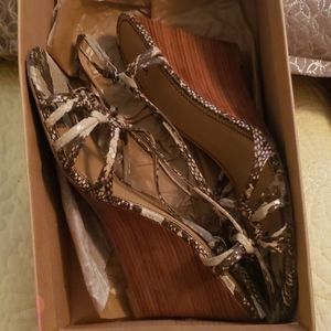 Snake wedge sandals